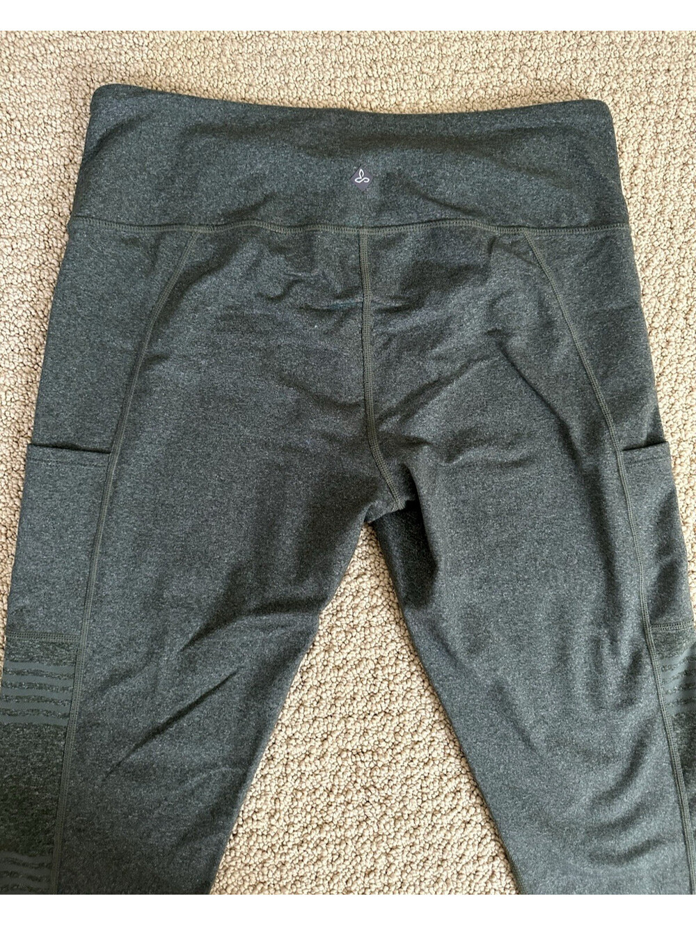 Prana Capri Leggings Yoga Leggings Women's Size XL Olive Green W/ Side Pockets - Picture 4 of 7